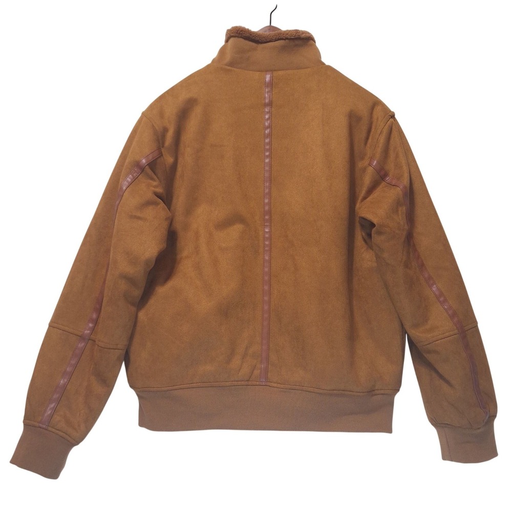 Robert Graham RG-51 Mens S Faux Suede Bomber Jacket Pop Art Quilt Lining Tan NWT - Picture 2 of 15